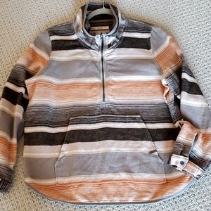 Woolrich 100% Cotton  Woven Twill 1/4 Zip Pullover, Zip Hem, Wm's Large, EUC